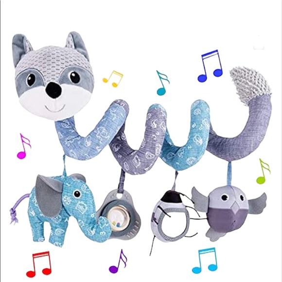 Gray Fox Spiral Plush Activity Hanging Car Seat, Stroller Bar, Crib Bassinet toy - Picture 4 of 4